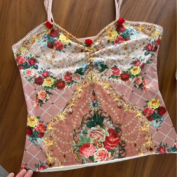 Floral Pink Gothic Camisole Top - Picture 4 of 7